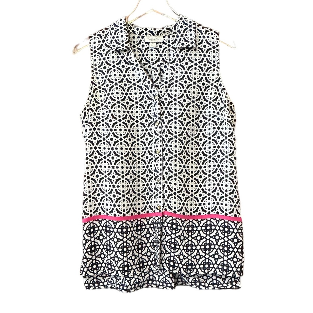 DRESS BARN Women’s Sleeveless V-Neck Button Down Collared Blouse Size Medium